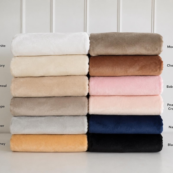 Solid Minky Fabric by the Yard, Low Pile, 64" Wide, Baby Blankets, Plushies Quilt Backing