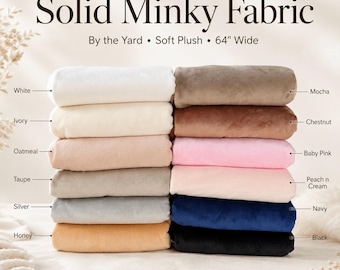 Solid Minky Fabric by the Yard, Low Pile, 64" Wide, Baby Blankets, Plushies Quilt Backing