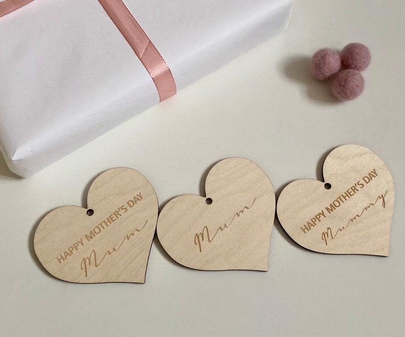 Happy Mothers Day heart shaped, wooden gift tag image 6