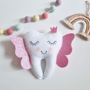 Oreiller fée des dents et carte des dents perdues - cadeau fée des dents - doudou fée des dents - cadeaux pour enfants - souvenir dentaire
