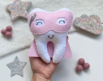 Personalised superhero tooth fairy pillow and tooth chart