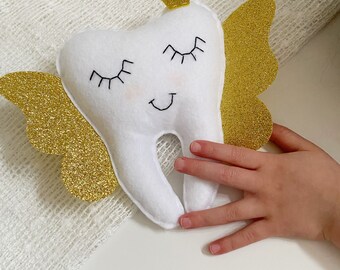 Personalised tooth fairy pillow and lost tooth chart - tooth fairy gift - tooth fairy plushie with name - gifts for kids - tooth keepsake