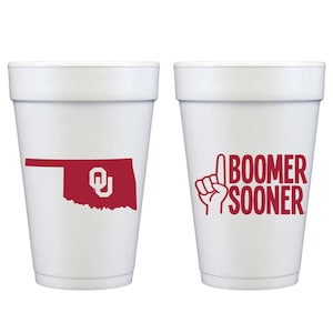 Universidad de Oklahoma - Boomer Sooner (paquete de 10 vasos de espuma)