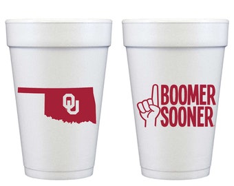 Université de l'Oklahoma - Boomer Sooner {Pack de 10 gobelets en mousse}