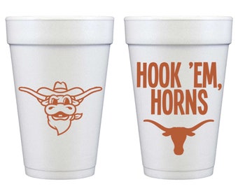 Logo Uniwersytetu Teksańskiego w Austin/Hook 'Em Horns {Pakiet 10 kubków piankowych}