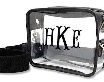 Clear Stadium Crossbody Purse with Monogram