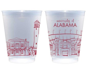 University of Alabama Campus Skyline Frosted Roadie Cup 10 Pack {Tuscaloosa, Alabama}