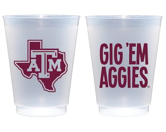 Texas A&M University Logo/Gig 'Em Aggies Shatterproof Roadie Cup 10 Pack