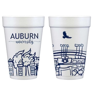 Foam Cup 10 Pack {Auburn University Skyline-Auburn Alabama}