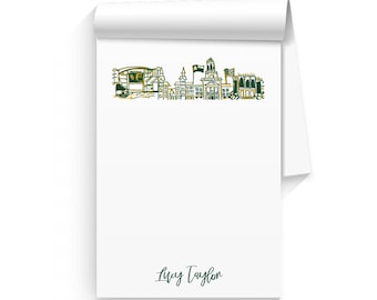 Personalisiertes Notizblock-Set {Baylor Universität Skyline in Waco, Texas}