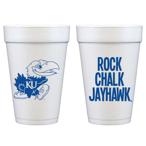 University of Kansas Logo/Rock Chalk Jayhawk {Styrofoam Cup 10 Pack}