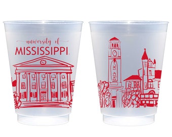 Ole Miss Skyline Landmarks Frosted Cup 10 Pack {Oxford, Mississippi}