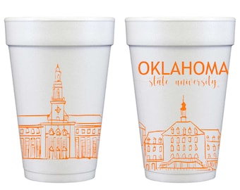 Universidad Estatal de Oklahoma Skyline - Stillwater {Paquete de 10 vasos de espuma}