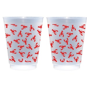 Crawfish Boil / Lobster boil Frosted Shatterproof Cup 10 Pack - Elegant Party Cups 16 oz. Reusable cups for seafood boil, shrimp boil