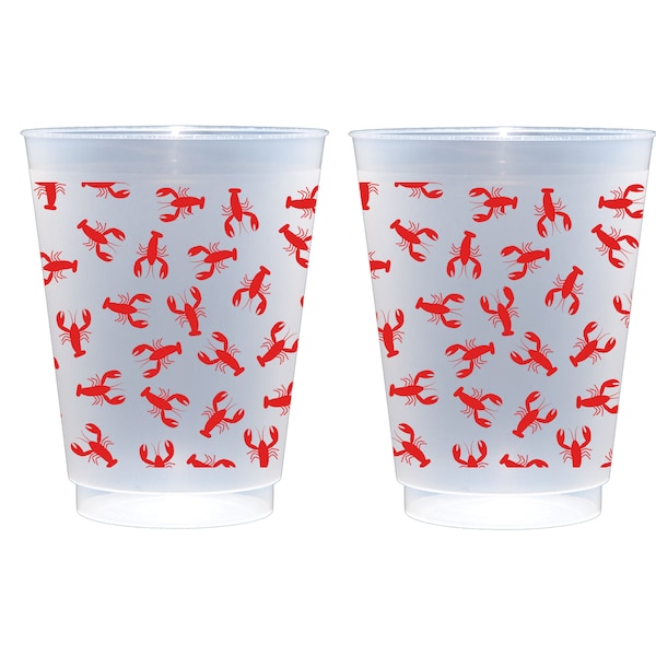 Crawfish Boil / Lobster boil Frosted Shatterproof Cup 10 Pack - Elegant Party Cups 16 oz. Reusable cups for seafood boil, shrimp boil