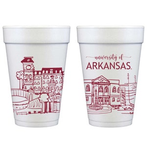 Foam Cup 10 Pack {University of Arkansas Landmarks – Fayetteville, Arkansas Campus Skyline}