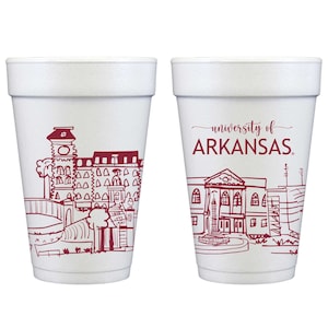 Confezione da 10 bicchieri di schiuma {University of Arkansas Landmarks – Fayetteville, Arkansas Campus Skyline}