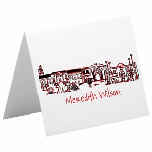 Personalized Foldover Notecard Stationery Set {Texas Tech University Campus Skyline - Lubbock, Texas}