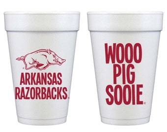 University of Arkansas Razorback/Wooo Pig {Styrofoam Cup 10 Pack}