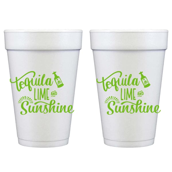Ranch Water Styrofoam Cup 10 Pack (Tequila, Lime, Sunshine}