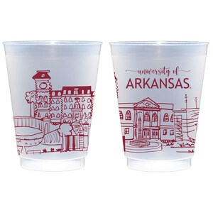 Shatterproof Roadie Cup 10 Pack {University of Arkansas Landmarks – Fayetteville, Arkansas Campus Skyline}