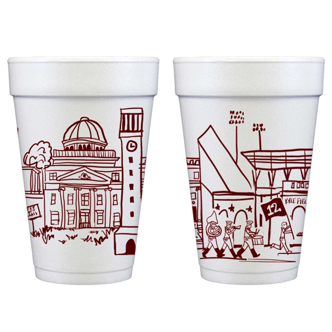 Texas A&M University Campus Landmarks Styrofoam Cup 10 Pack - Etsy