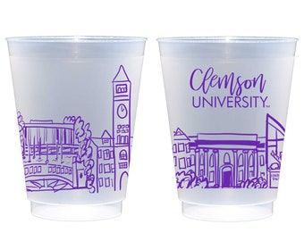 Clemson University Campus Skyline – bruchsicherer Roadie-Becher, 10er-Pack – Clemson, South Carolina