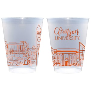 Clemson University Roadie Cups: Orange Campus Skyline, 16 oz, 10-Pack