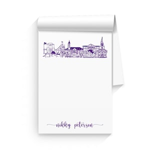 Zestaw spersonalizowanych notatników {Texas Christian University Campus Skyline Landmarks-Fort Worth, Texas}