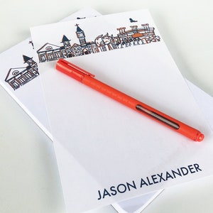 Personalized Notepad Set {Auburn University Skyline in Auburn, Alabama}