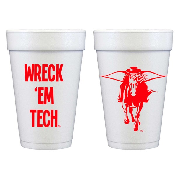 Texas Tech University - Masked Rider/Wreck 'Em Tech {Styrofoam Cup 10 Pack}