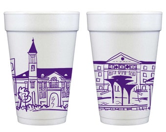 Texas Christian University (TCU) Campus Landmarks Styrofoam Cup 10 Pack