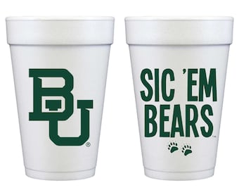 Baylor University Logo/Sic &#39;Em Bears {Styrofoam Cup 10 Pack}
