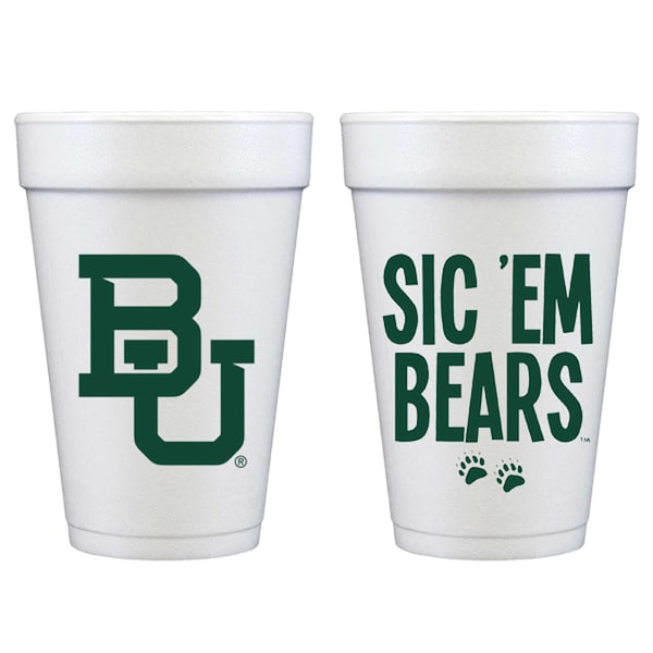 Baylor University Logo/Sic 'Em Bears {Styrofoam Cup 10 Pack}