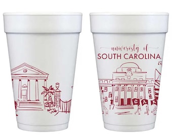 University South Carolina Campus Skyline -Columbia {Foam Cup 10 Pack}