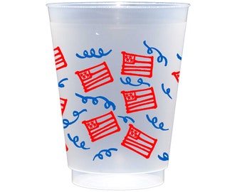 American Flag Wrap/4th of July Frosted Plastic Cup {10 cup pack}