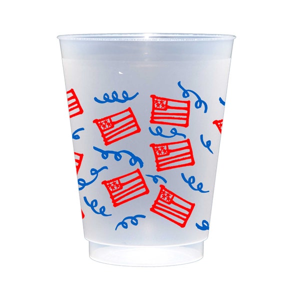 American Flag Wrap/4th of July Frosted Plastic Cup {10 cup pack}