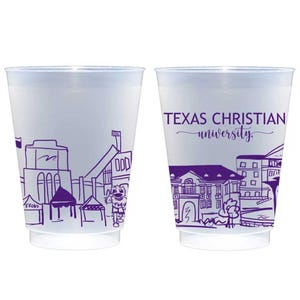 Texas Christian University (TCU) Campus Landmarks Frosted Roadie Cup 10 Pack