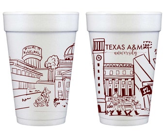 Texas A&M University Campus Landmarks Styrofoam Cup 10 Pack