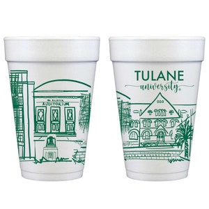 Tulane University Campus Landmarks Styrofoam Cup 10 Pack