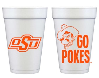 Logotipo de la Universidad Estatal de Oklahoma/Go Pokes (paquete de 10 vasos de poliestireno)
