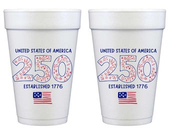 July 4th/Patriotic-USA 250th Doodle Anniversary Foam Cup {10 Pack}