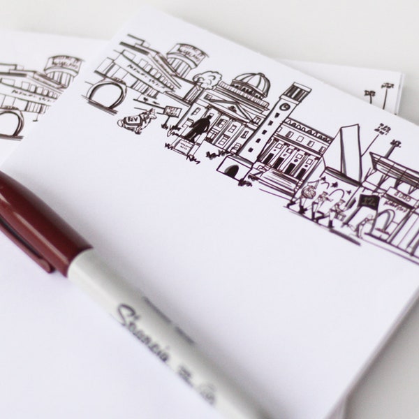 Personalized Notepad Set  {Texas A&M University Campus Skyline Landmarks-College Station, Texas}