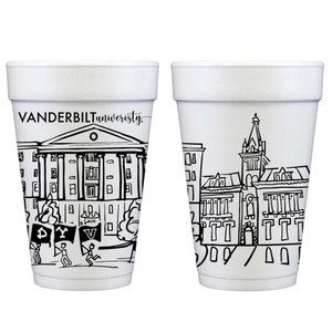 Vanderbilt University Campus Landmarks Styrofoam Cup 10 Pack