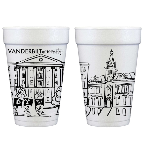 Vanderbilt University Campus Landmarks Styrofoam Cup 10 Pack