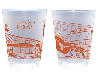 University of Texas - at Austin Campus Skyline Landmarks {10 sztuk kubków odpornych na stłuczenia}