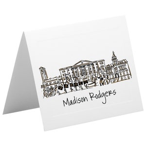Gepersonaliseerde briefpapierset voor opvouwbare kaarten {Vanderbilt Campus Skyline Landmarks - Nashville, Tennessee}