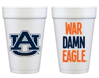 Auburn University War Damn Eagle Auburn Tiger {Foam Cup 10 Pack}