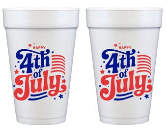 Happy 4th of Jul Einweg-Schaumstoffbecher (10er-Pack)