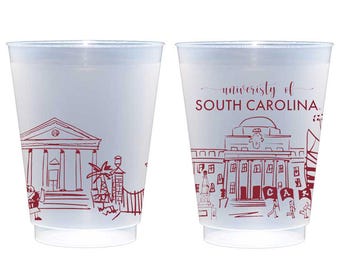Universidad de Carolina del Sur Skyline-Columbia {Paquete de 10 vasos irrompibles}